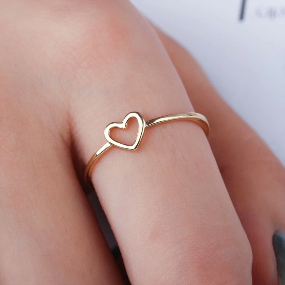 Dainty Minimalist Heart Ring in Silver and Gold